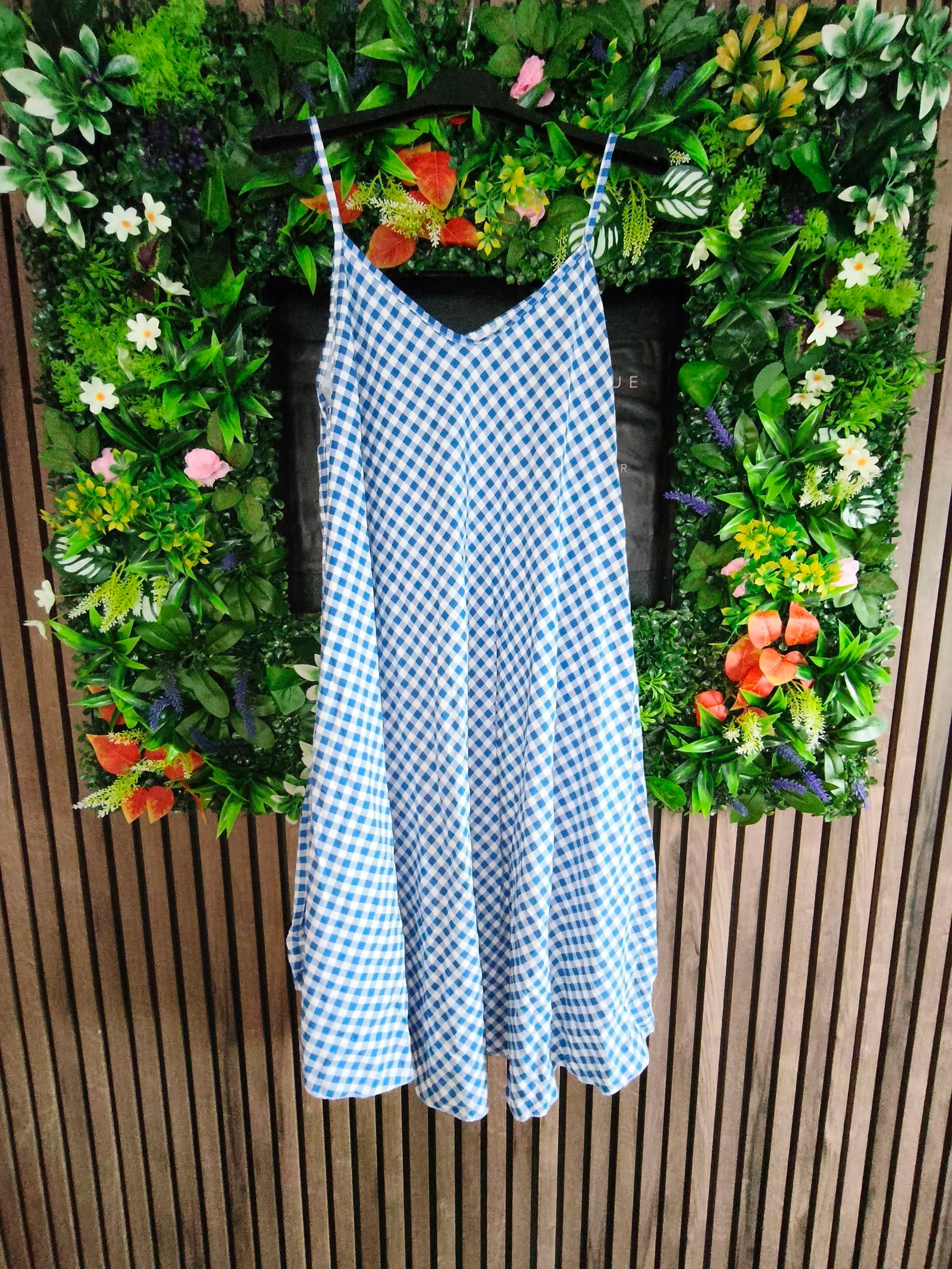 Blue and white gingham dress one size fits all 44 46 48 50 52 – photo 2